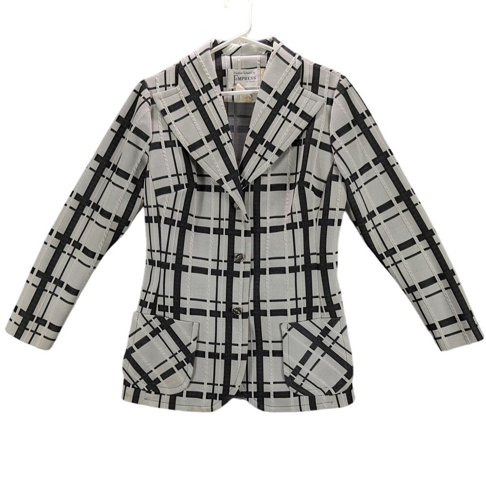 Vintage Womens jacket Empress of Dallas Size 10 Stripes Button Pockets AS IS